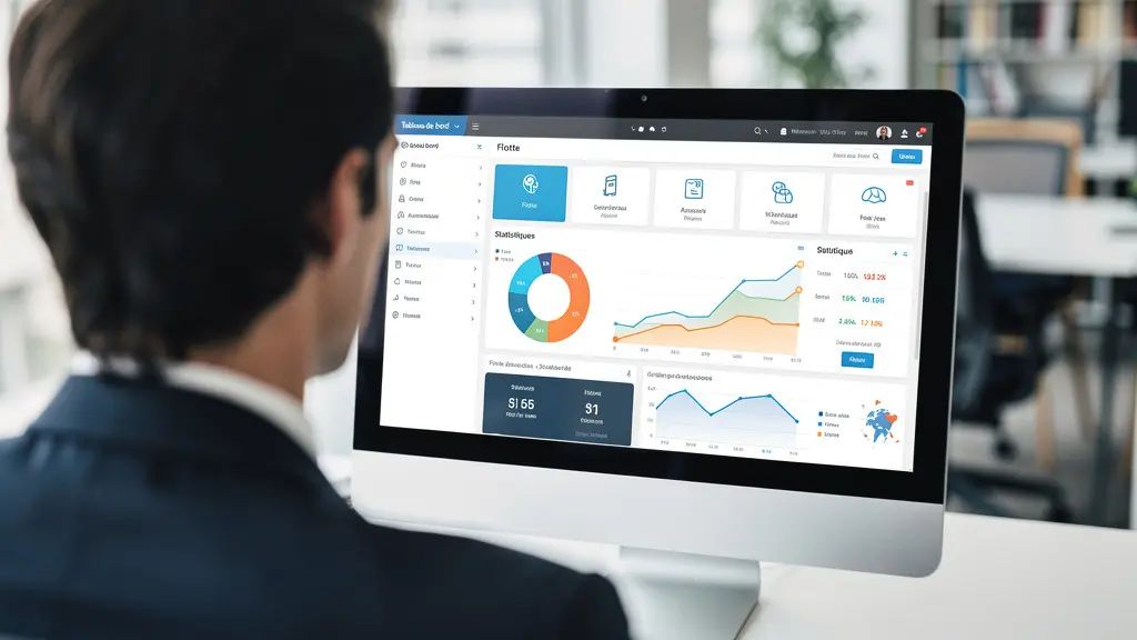 Tableau de bord logiciel avec indicateurs de rentabilité par véhicule