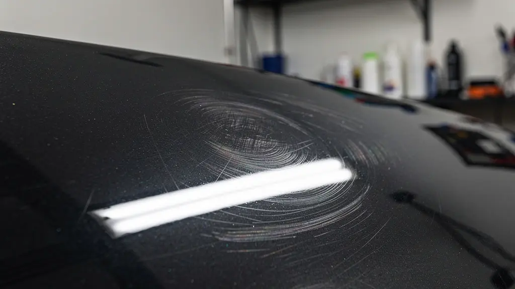 Inspection peinture automobile révélant micro-rayures et tourbillons